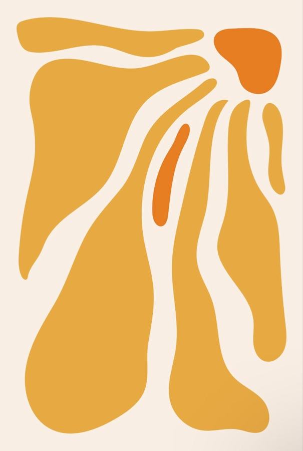 Idea per un motivo: un sole astratto in giallo e arancio